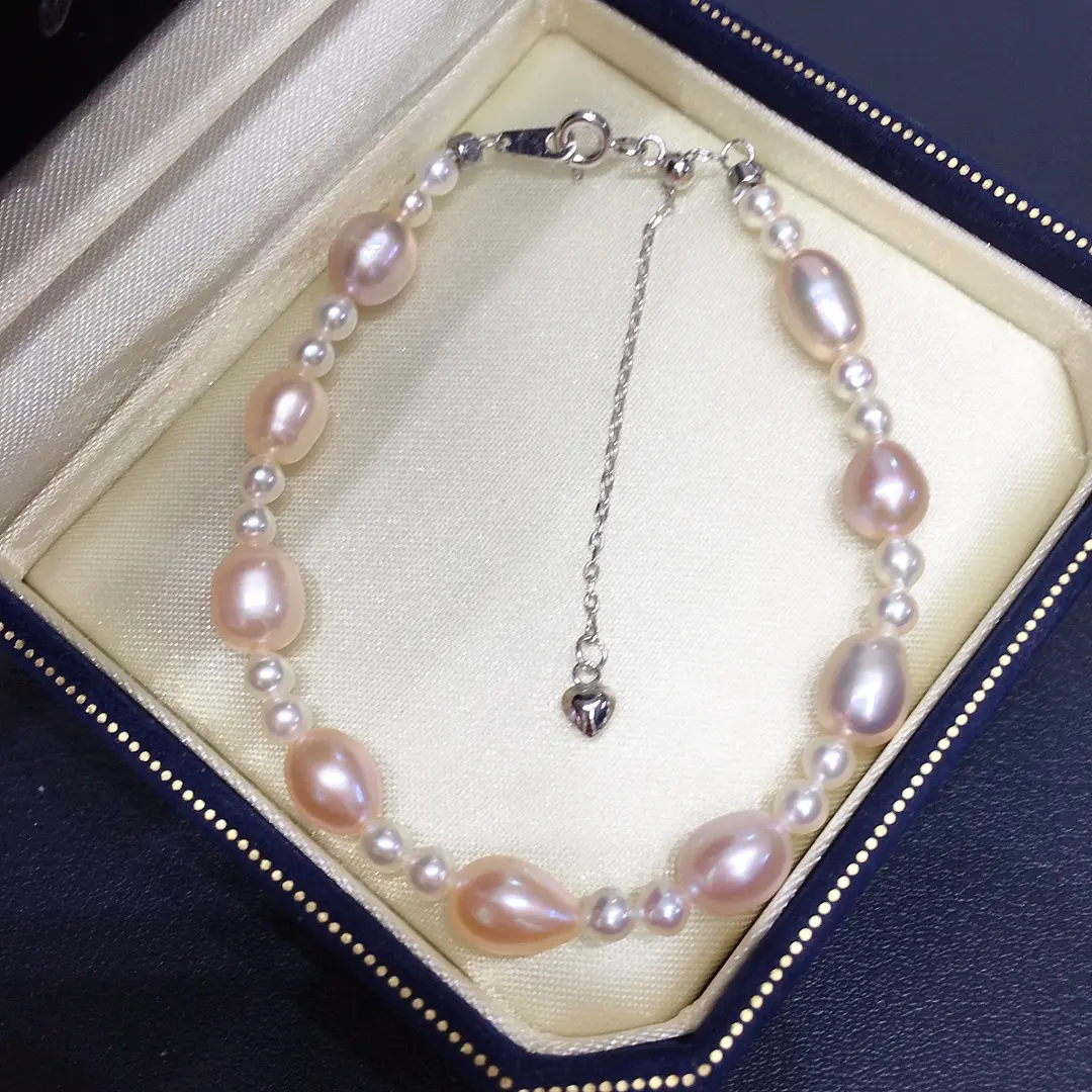 925 Sterling Silver Natural Freshwater 5A 3mm 7mm Pearl Bracelet