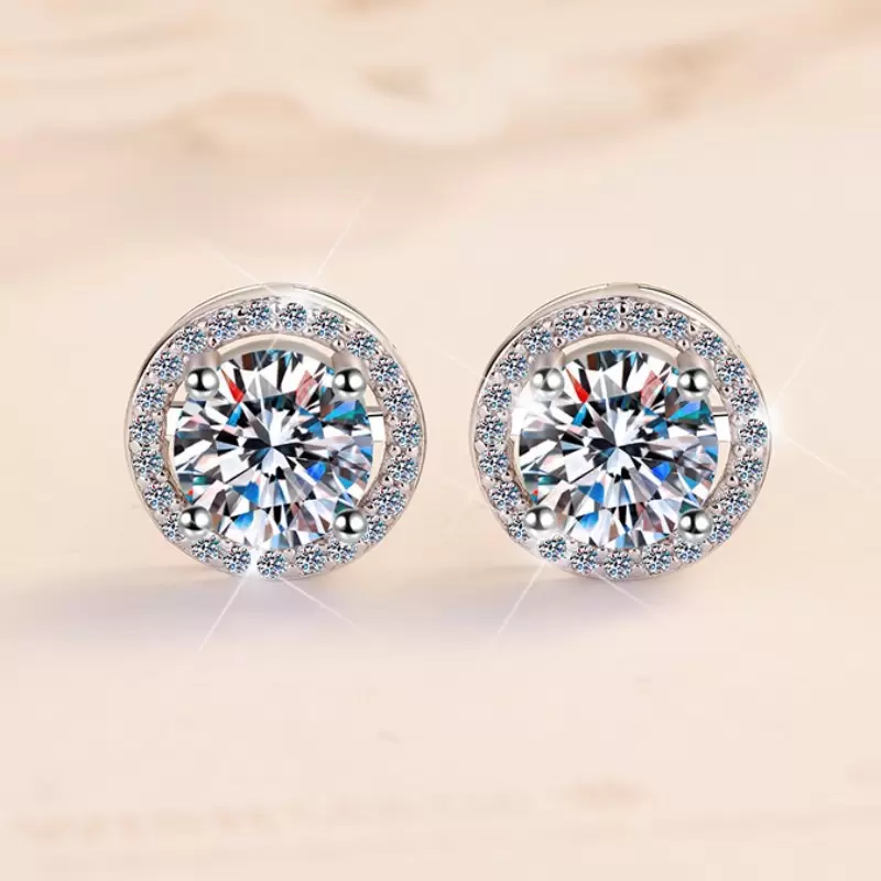 925 Sterling Silver Stud Earrings with 2CT D Color Moissanite