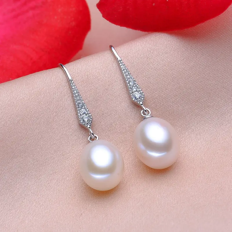 925 Sterling Silver Natural Freshwater 5A 8mm Pearl Earrings