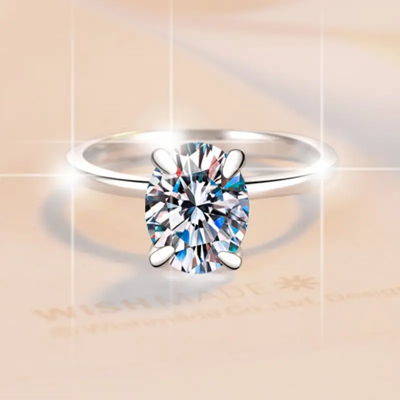 925 Sterling Silver Ring with 5CT D Color Moissanite - 图片 2