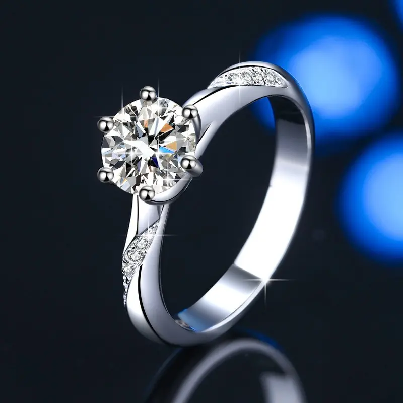 925 Sterling Silver Ring with 3CT D Color Moissanite