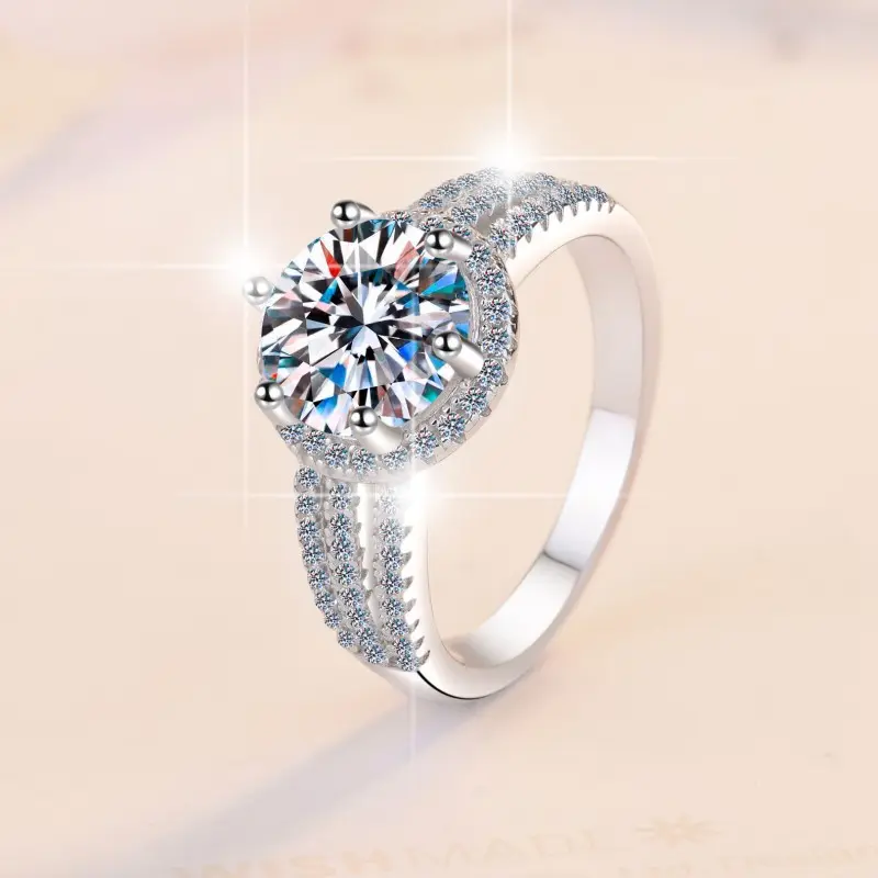 925 Sterling Silver Ring with 3CT D Color Moissanite