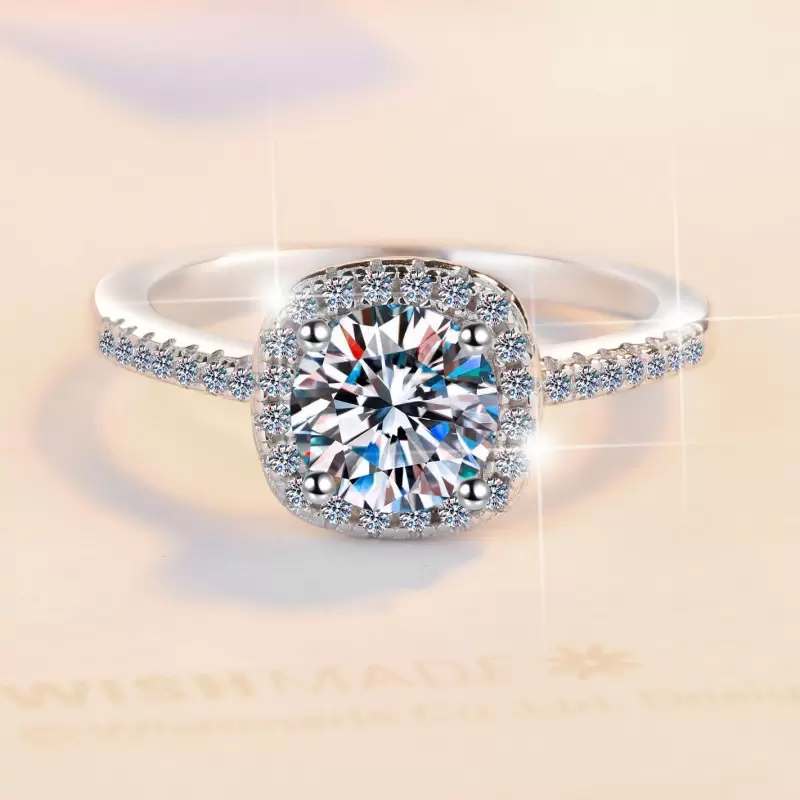 925 Sterling Silver Ring with 2CT D Color Moissanite