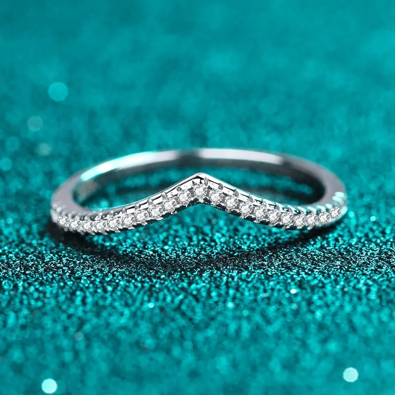 925 Sterling Silver Ring with D Color Moissanite - 图片 2