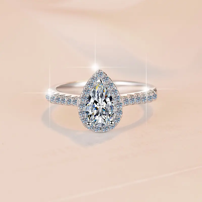 925 Sterling Silver Ring with 1CT D Color Moissanite - 图片 2