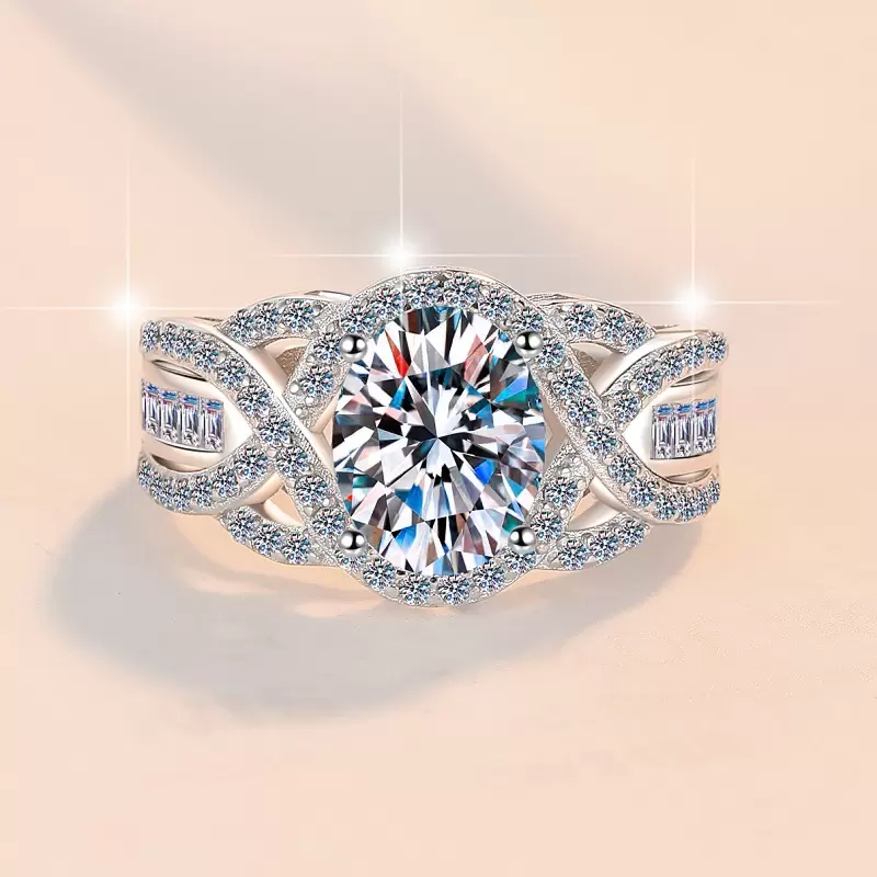 925 Sterling Silver Ring with 2CT D Color Moissanite - 图片 2
