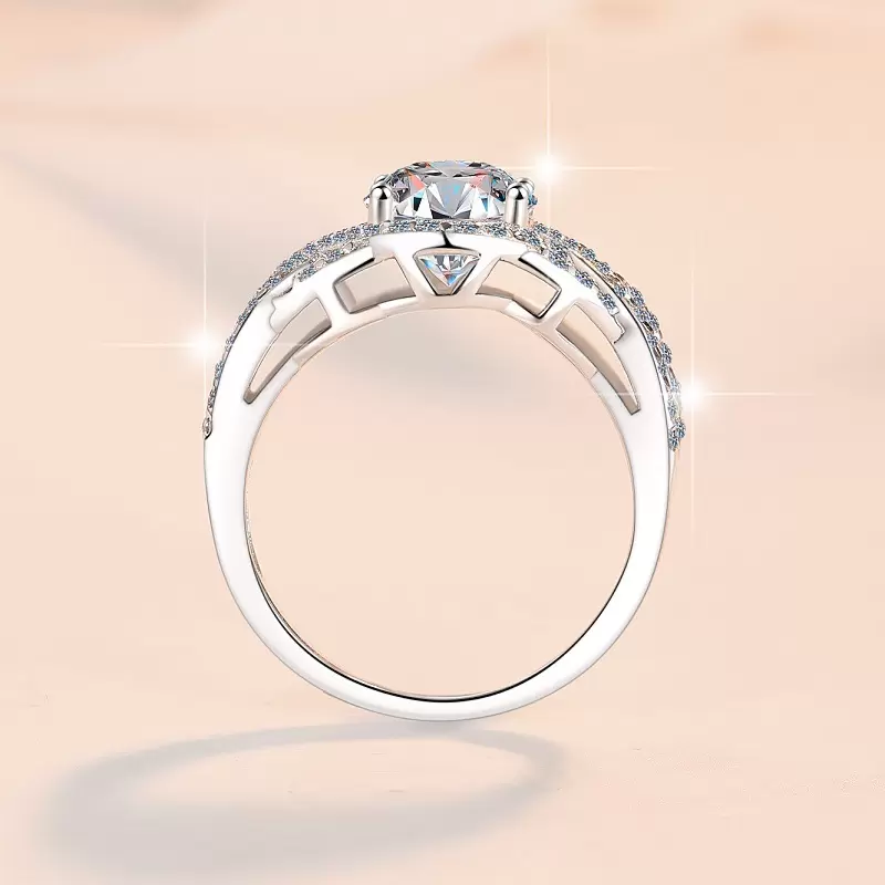 925 Sterling Silver Ring with 2CT D Color Moissanite - 图片 3