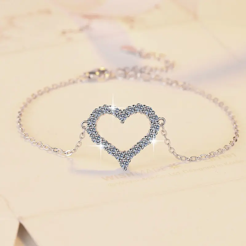 925 Sterling Silver Bracelet with D Color Moissanite
