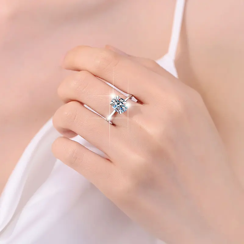 925 Sterling Silver Ring with 5CT D Color Moissanite - 图片 4