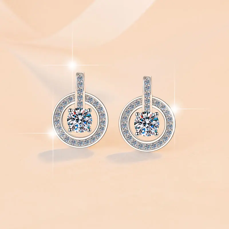 925 Sterling Silver Stud Earrings with 0.5CT D Color Moissanite