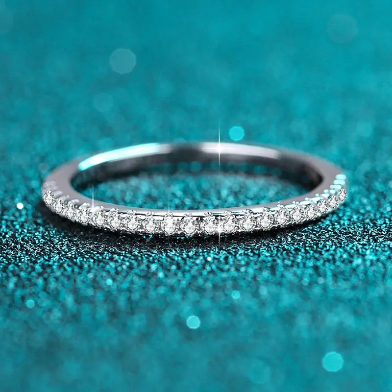 925 Sterling Silver Ring with D Color Moissanite - 图片 5