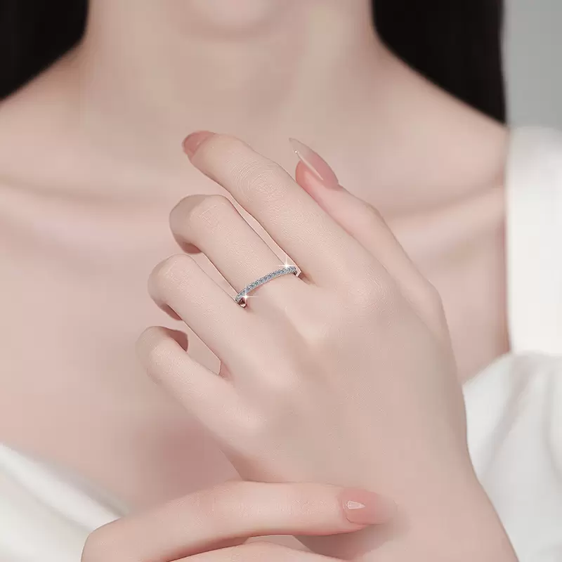 925 Sterling Silver Ring with D Color Moissanite - 图片 6