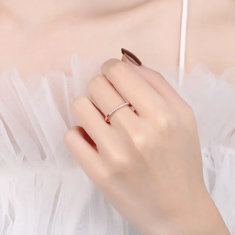 925 Sterling Silver Ring with D Color Moissanite - 图片 8