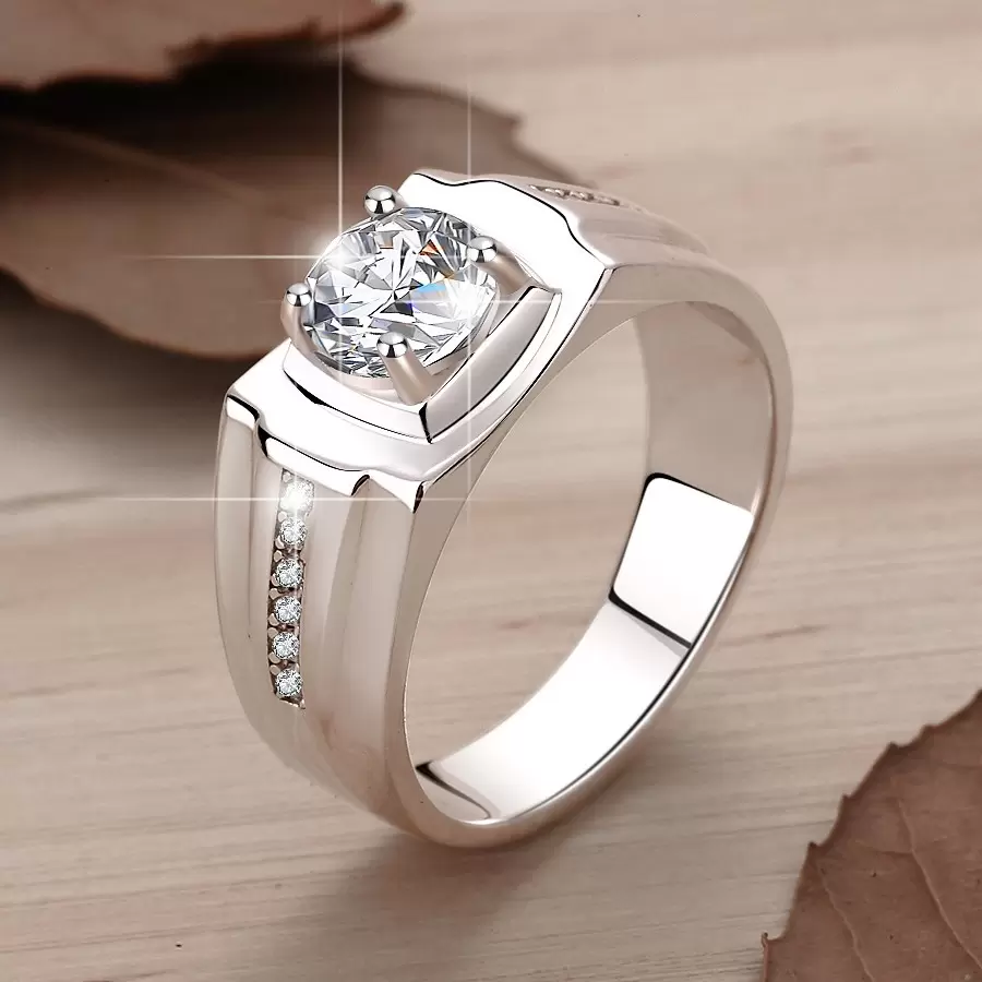 925 Sterling Silver Ring with 1CT D Color Moissanite