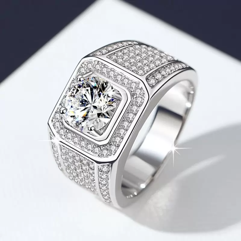 925 Sterling Silver Ring with 2CT D Color Moissanite