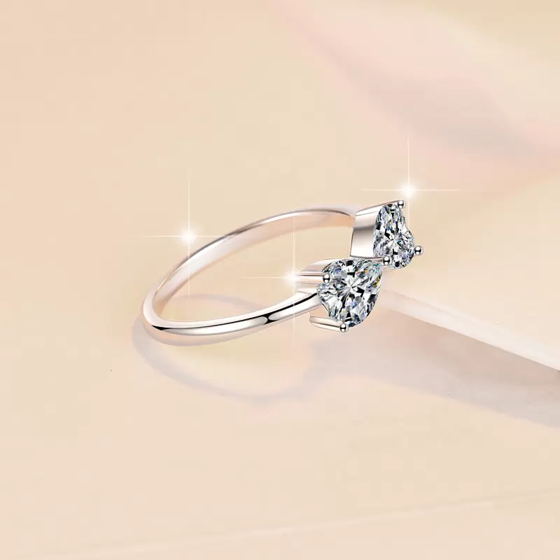 925 Sterling Silver Ring with 0.5CT*2 D Color Moissanite - 图片 4