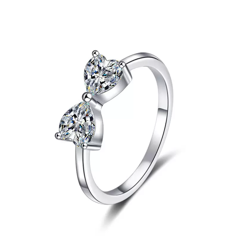 925 Sterling Silver Ring with 0.5CT*2 D Color Moissanite - 图片 5