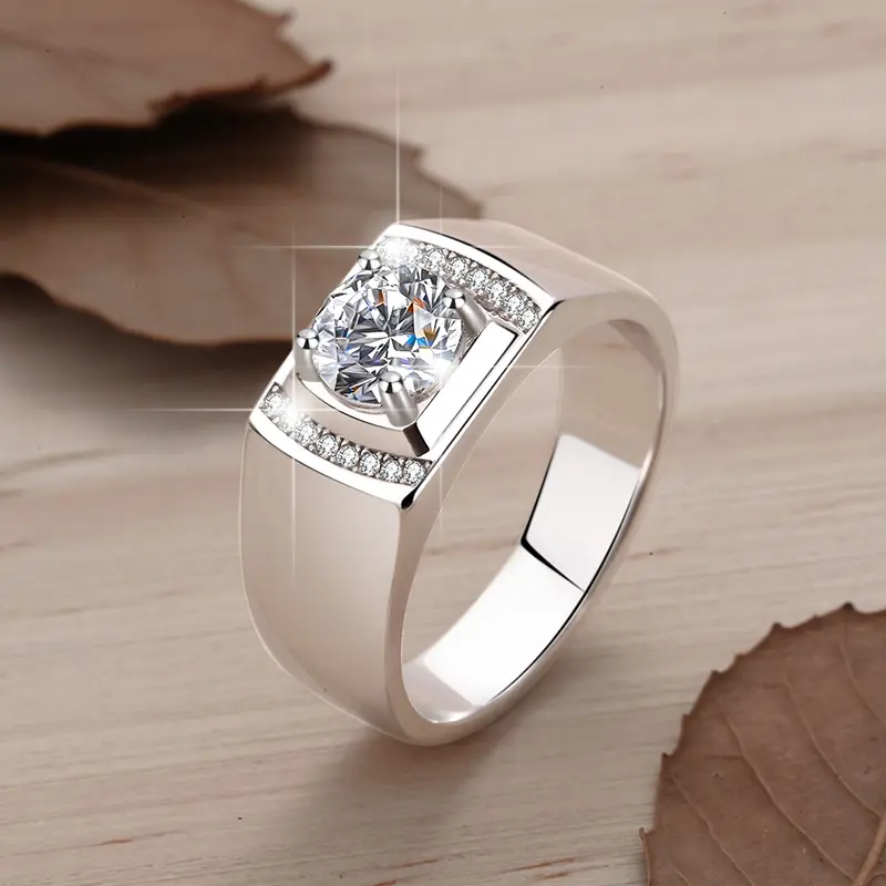 925 Sterling Silver Ring with 1CT D Color Moissanite