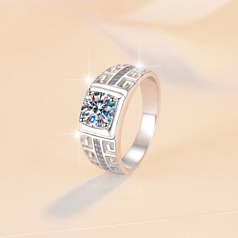 925 Sterling Silver Ring with 1CT D Color Moissanite