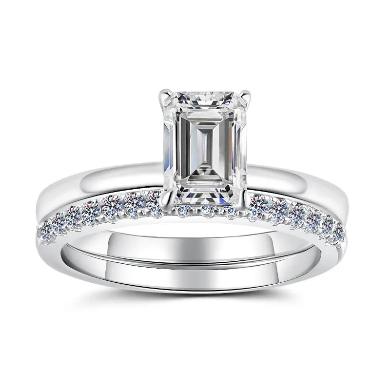 925 Sterling Silver Layer Stackable Ring with 2CT D Color Moissanite