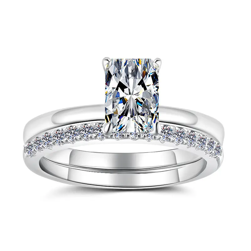 925 Sterling Silver Layer Stackable Ring with 2CT D Color Moissanite