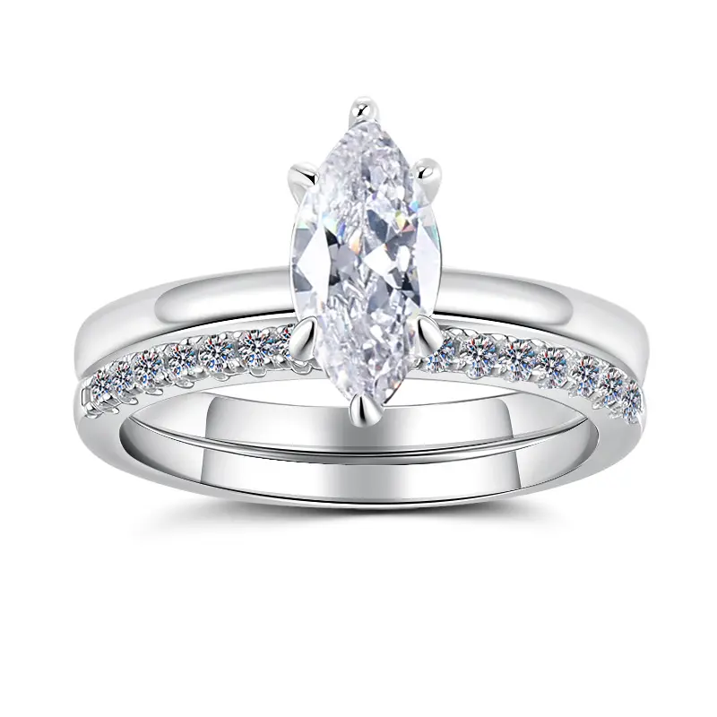 925 Sterling Silver Layer Stackable Ring with 1CT D Color Moissanite