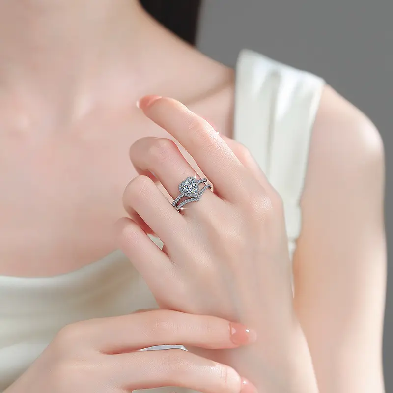 925 Sterling Silver Layer Stackable Ring with 2CT D Color Moissanite - 图片 11