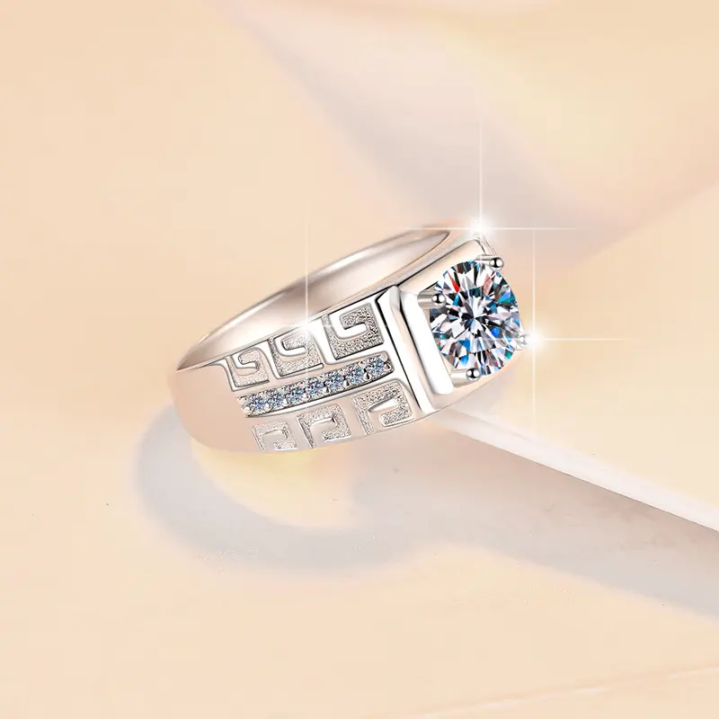 925 Sterling Silver Ring with 1CT D Color Moissanite - 图片 2