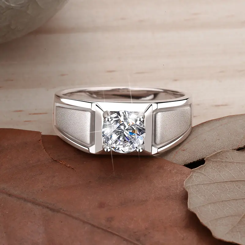 925 Sterling Silver Ring for Men with 2CT D Color Moissanite - 图片 2