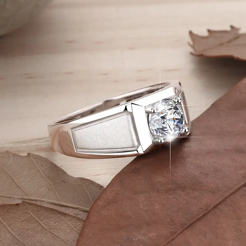 925 Sterling Silver Ring for Men with 2CT D Color Moissanite - 图片 3
