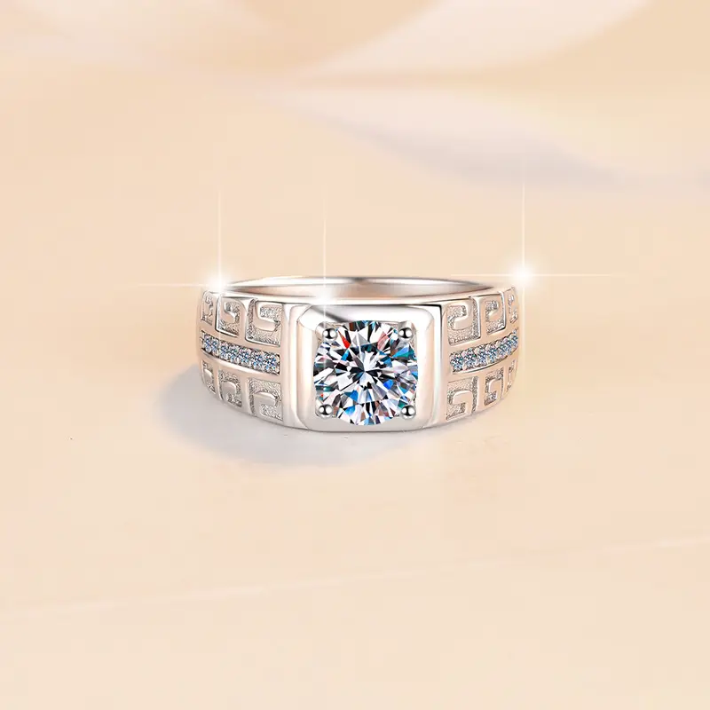 925 Sterling Silver Ring with 1CT D Color Moissanite - 图片 4