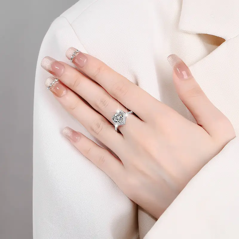 925 Sterling Silver Layer Stackable Ring with 2CT D Color Moissanite - 图片 5