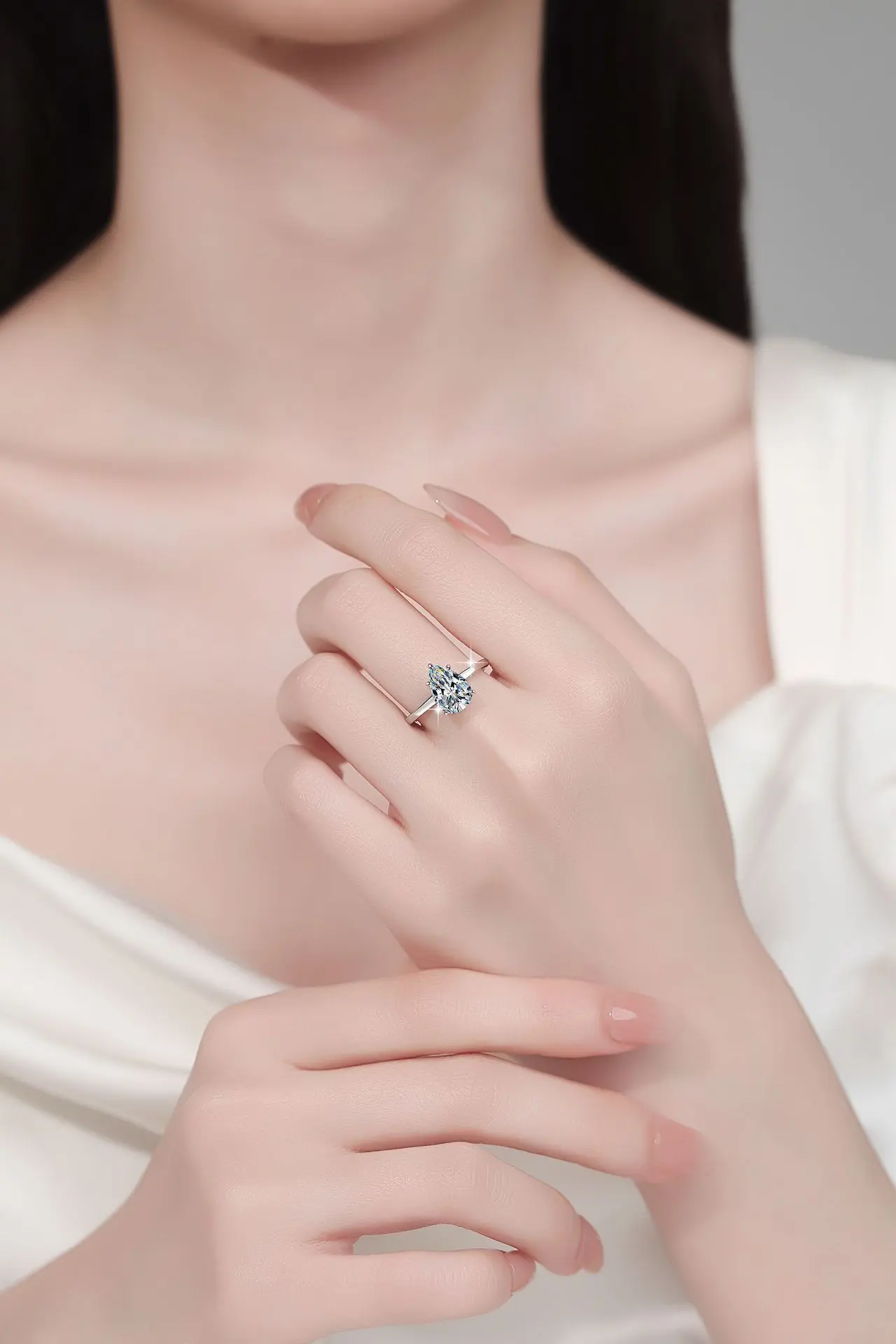 925 Sterling Silver Layer Stackable Ring with 2CT D Color Moissanite - 图片 5