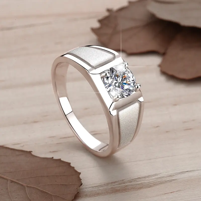 925 Sterling Silver Ring for Men with 2CT D Color Moissanite - 图片 4