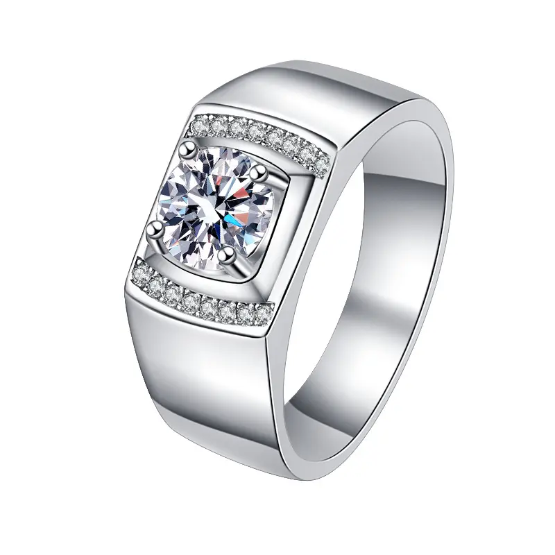 925 Sterling Silver Ring with 1CT D Color Moissanite - 图片 5