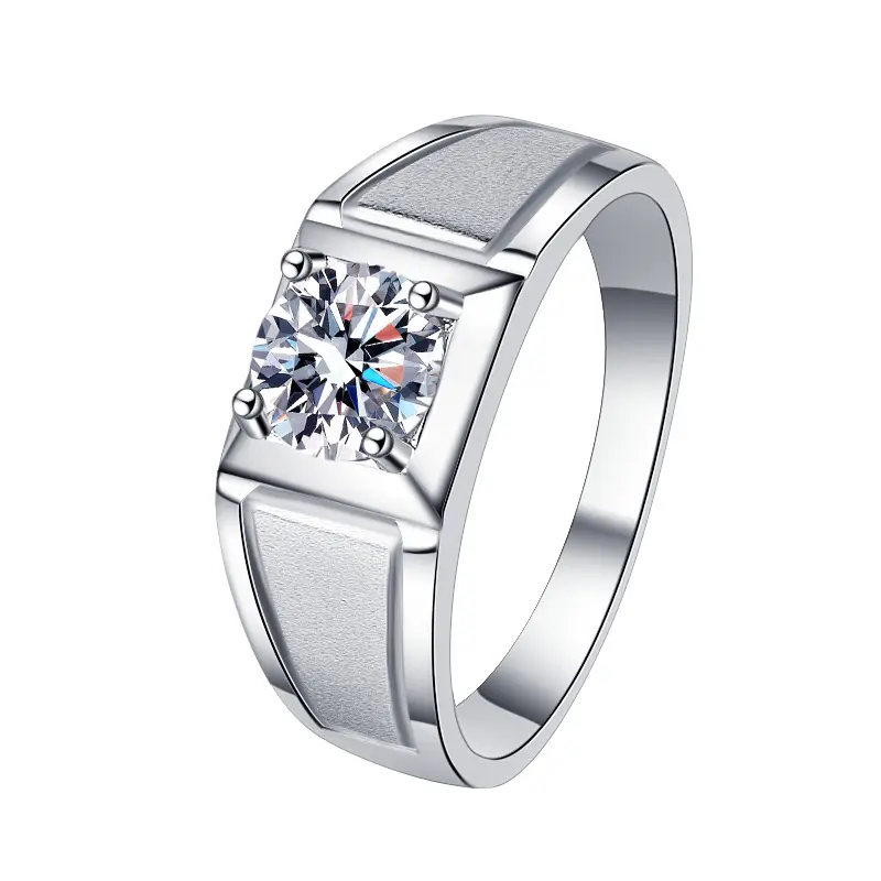 925 Sterling Silver Ring for Men with 2CT D Color Moissanite - 图片 5