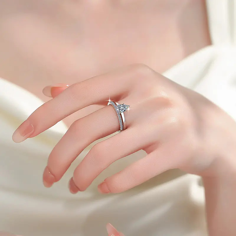925 Sterling Silver Layer Stackable Ring with 2CT D Color Moissanite - 图片 7