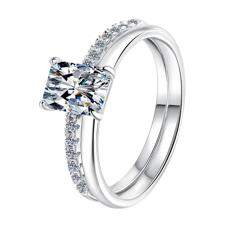 925 Sterling Silver Layer Stackable Ring with 2CT D Color Moissanite - 图片 6