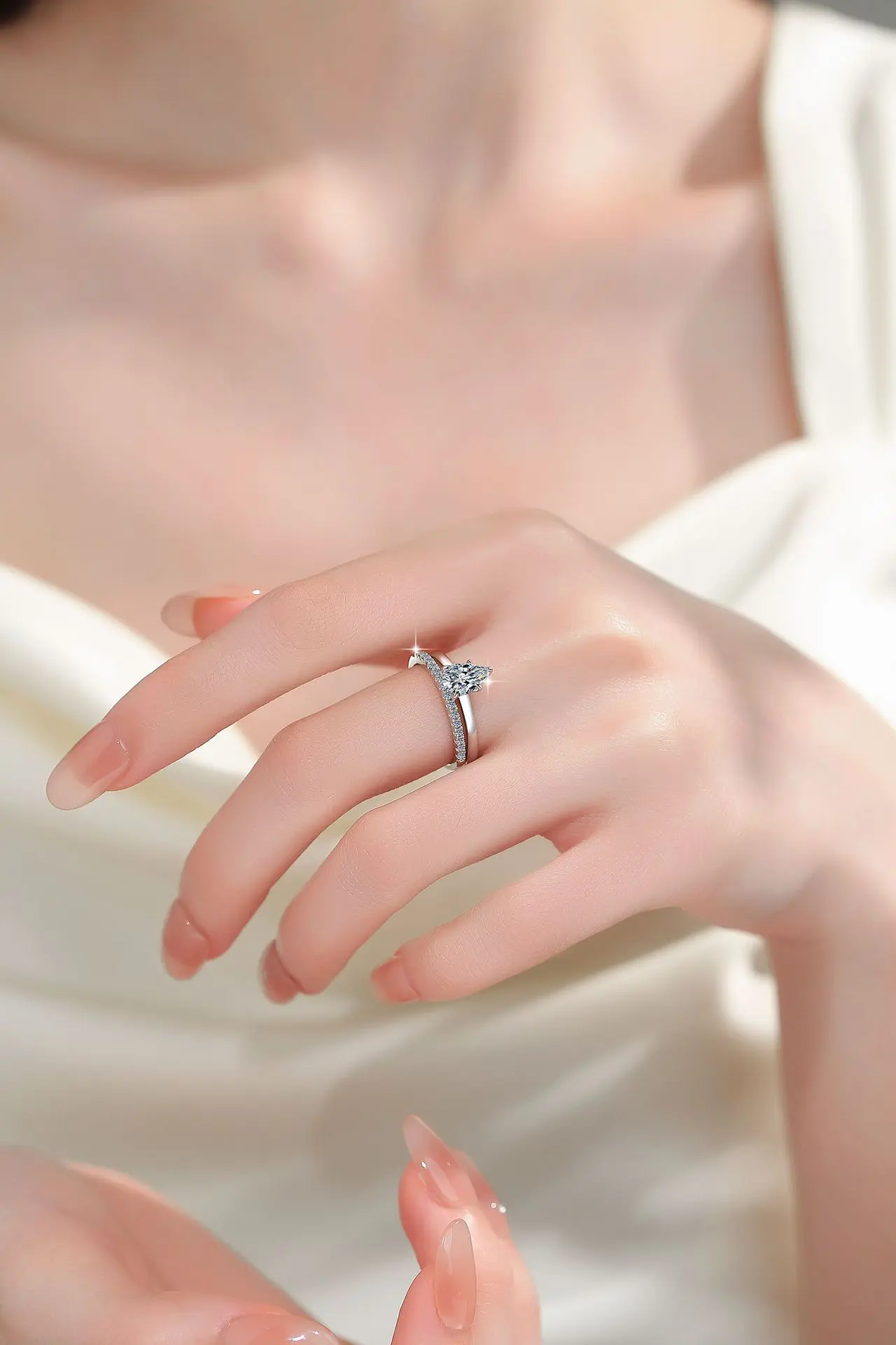 925 Sterling Silver Layer Stackable Ring with 2CT D Color Moissanite - 图片 8
