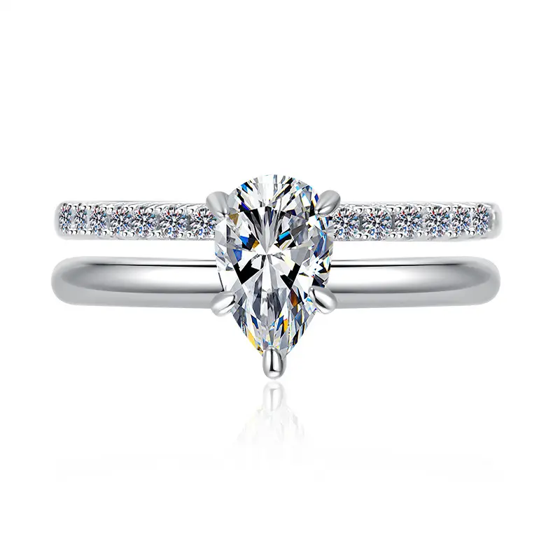 925 Sterling Silver Layer Stackable Ring with 2CT D Color Moissanite - 图片 9