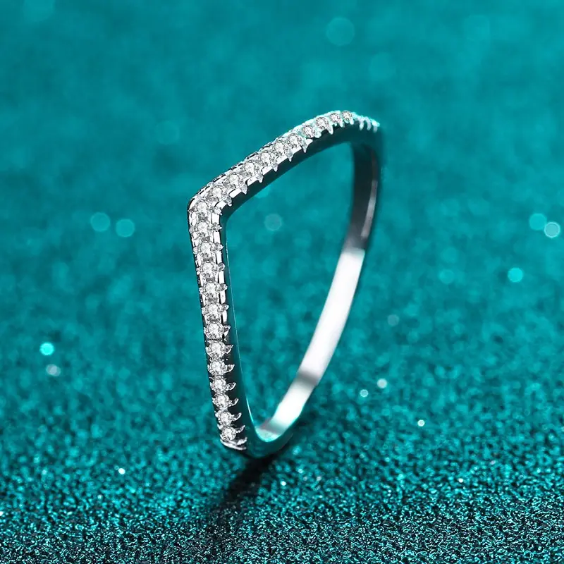 925 Sterling Silver Layer Stackable Ring with 2CT D Color Moissanite - 图片 9