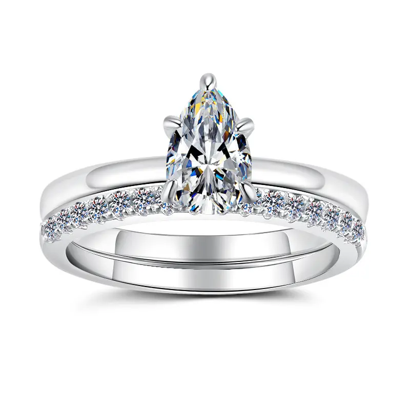 925 Sterling Silver Layer Stackable Ring with 2CT D Color Moissanite