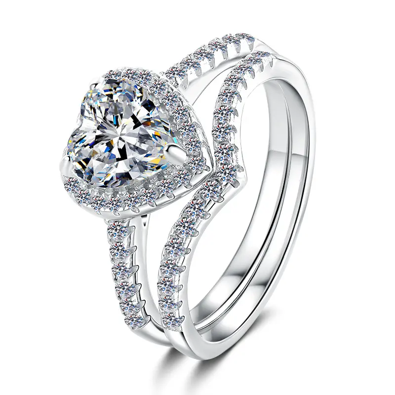 925 Sterling Silver Layer Stackable Ring with 2CT D Color Moissanite - 图片 10